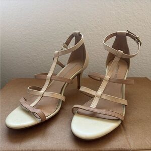 ANTONIO MELANI Beige and Cream Strappy Heels